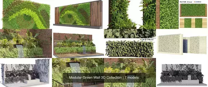 Modular Green Wall 3D Collection 