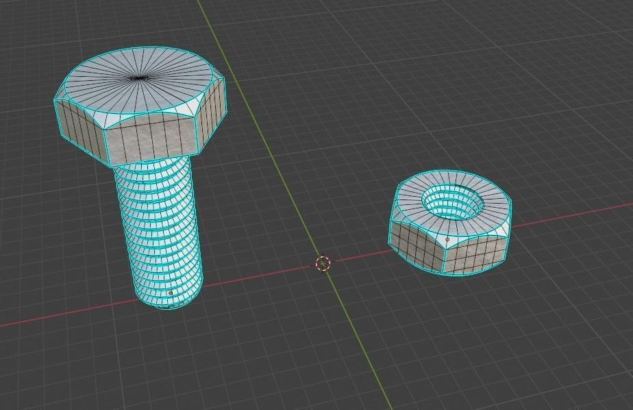 Bolt and Nut 3D model_3