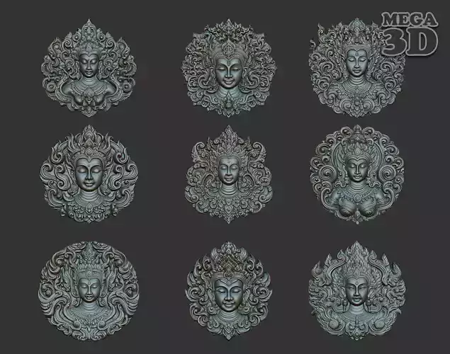 Khmer Goddess basrelief Pack 240727 3D Model Collection