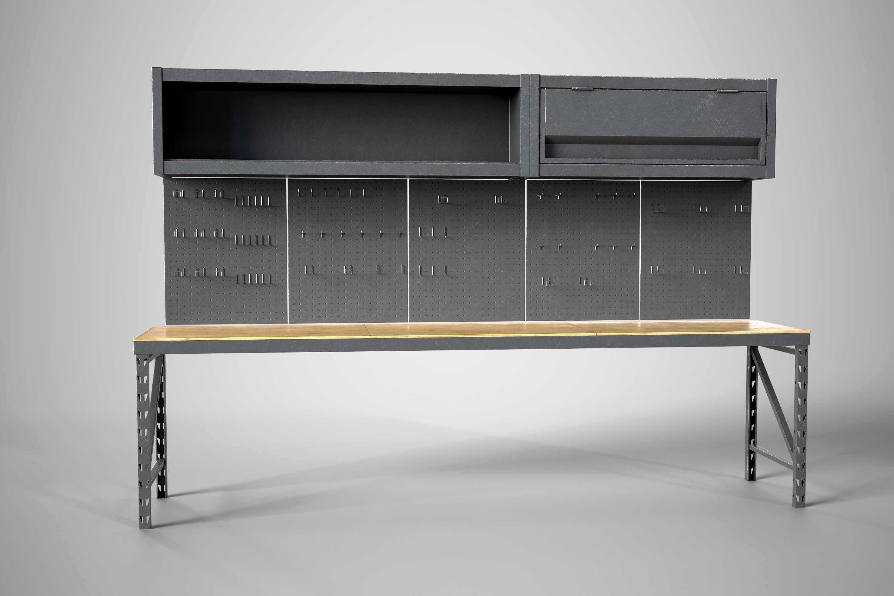 Modern workbench plus 3 drawers Low-poly 3D model_3