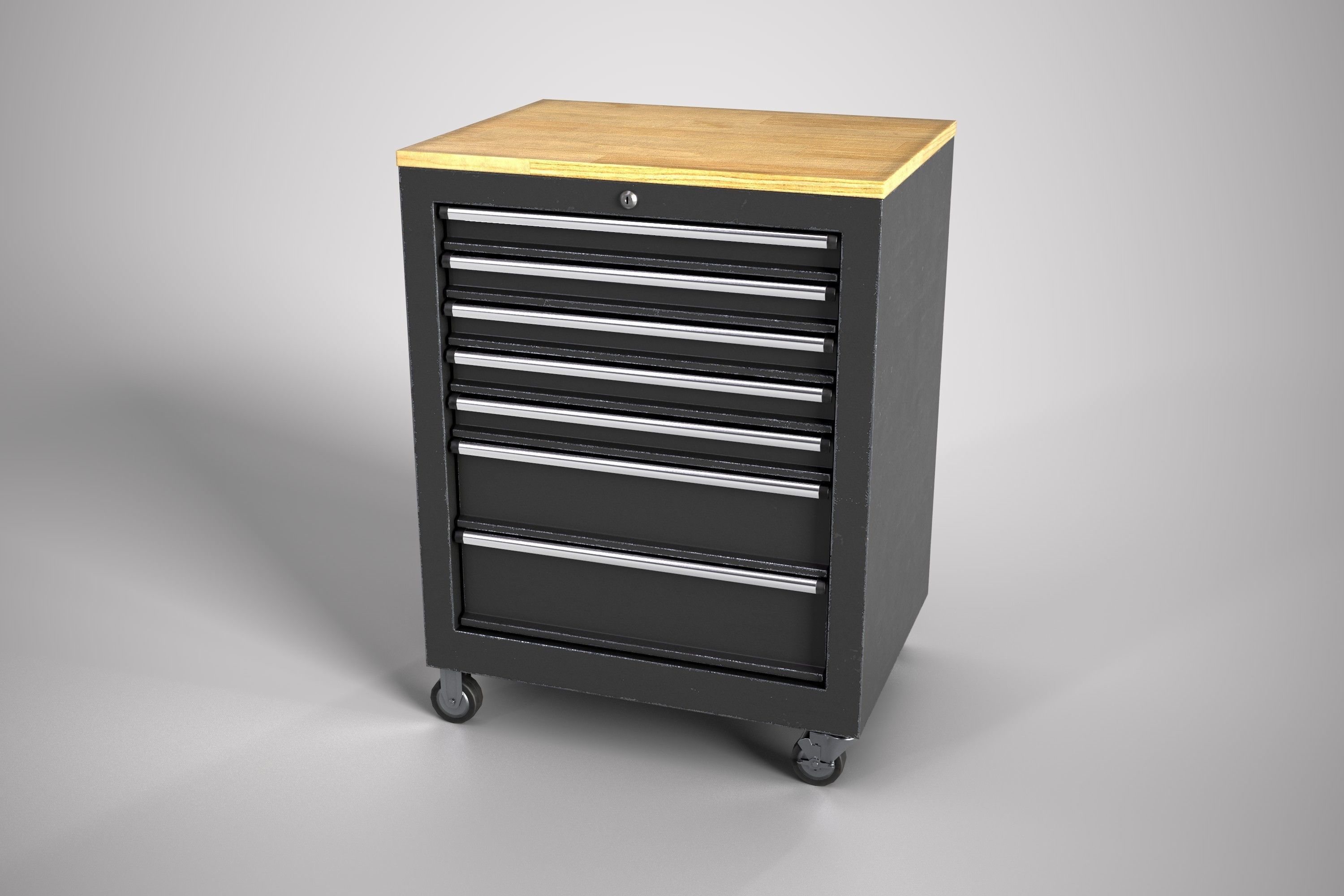 Modern workbench plus 3 drawers Low-poly 3D model_8