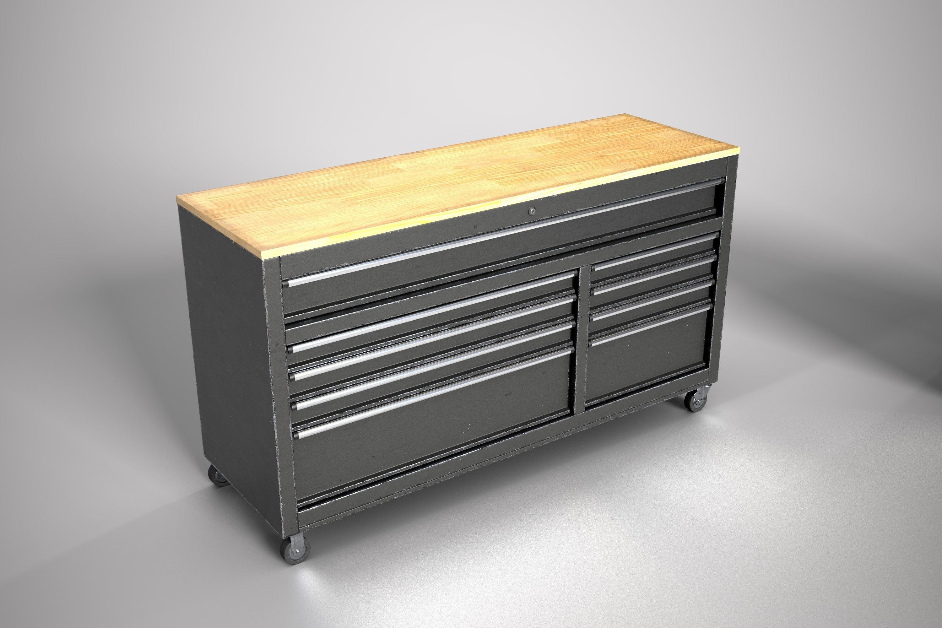 Modern workbench plus 3 drawers Low-poly 3D model_6