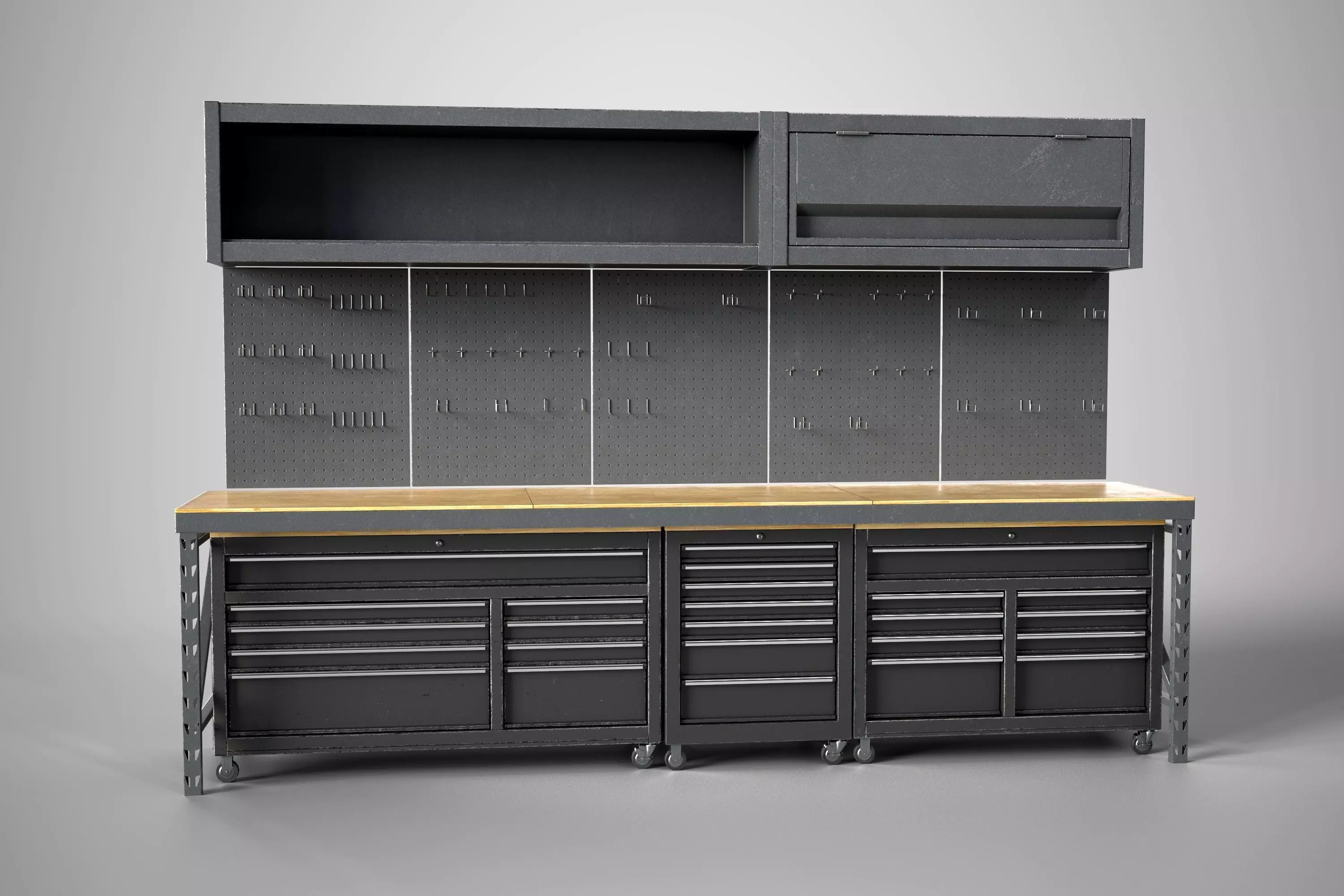 Modern workbench plus 3 drawers Low-poly 3D model_0