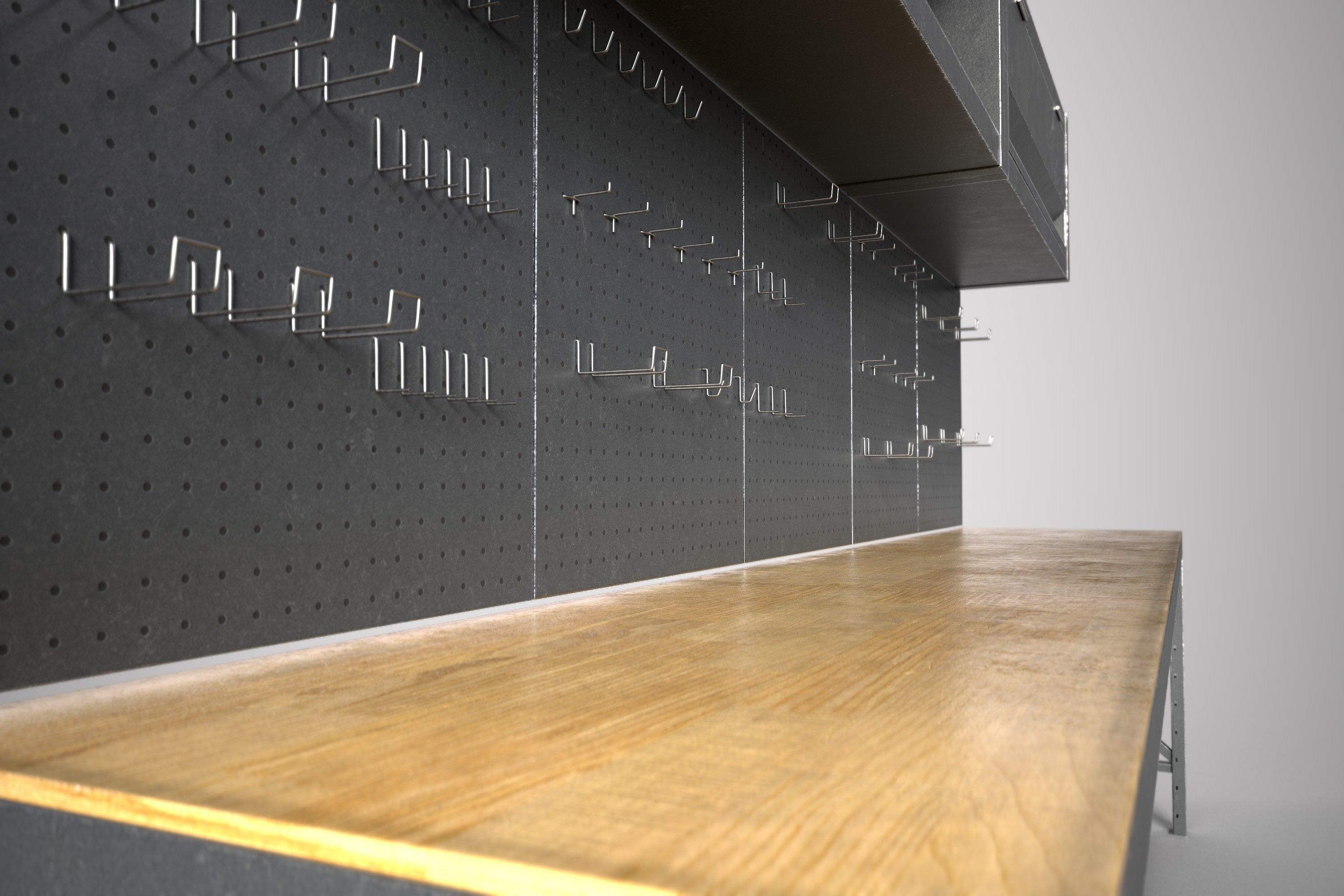 Modern workbench plus 3 drawers Low-poly 3D model_10