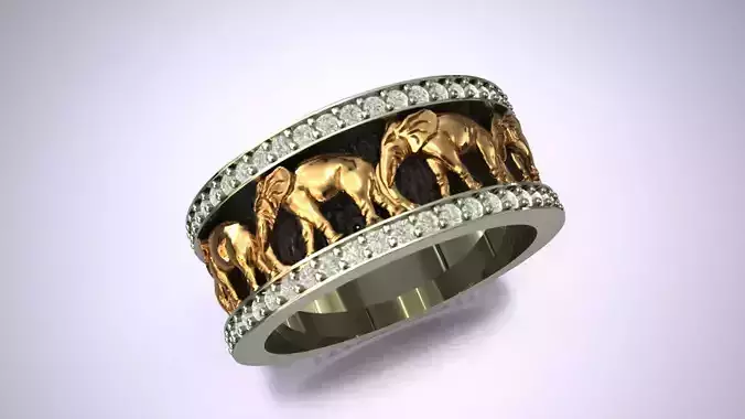 Elephant Band Diamond Ring