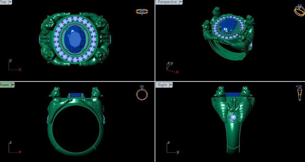 Tiger Four Ruby Ring 3D print model_10