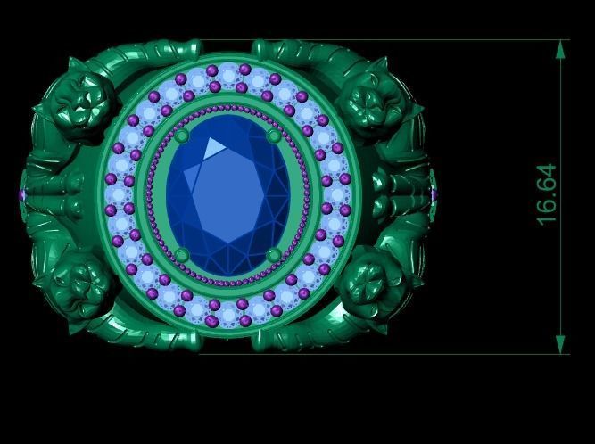 Tiger Four Ruby Ring 3D print model_9