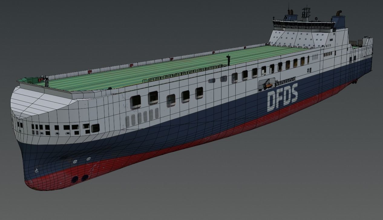 DFDS Ro-Ro Cargo Ship Low-poly 3D model_1