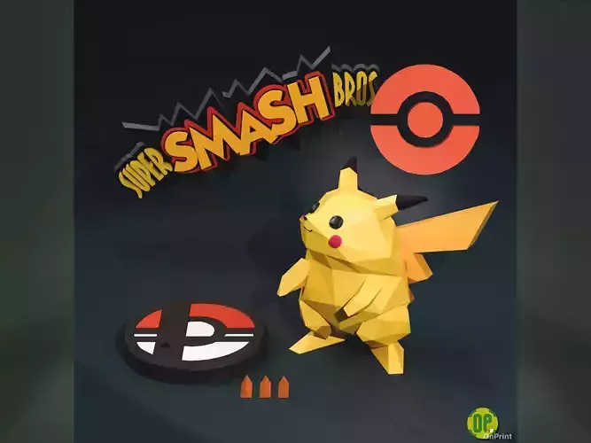 PIKACHU - Smash Bros 64 - 3D Model - Printable - 3D print model