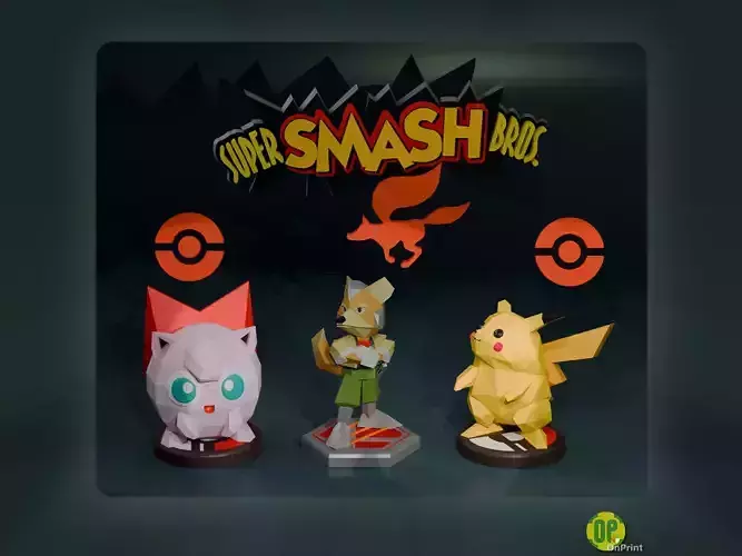 SMASH BROS 64 - Pack 3 - Fox - Pikachu - Jigglypuff -Printables 3D print model