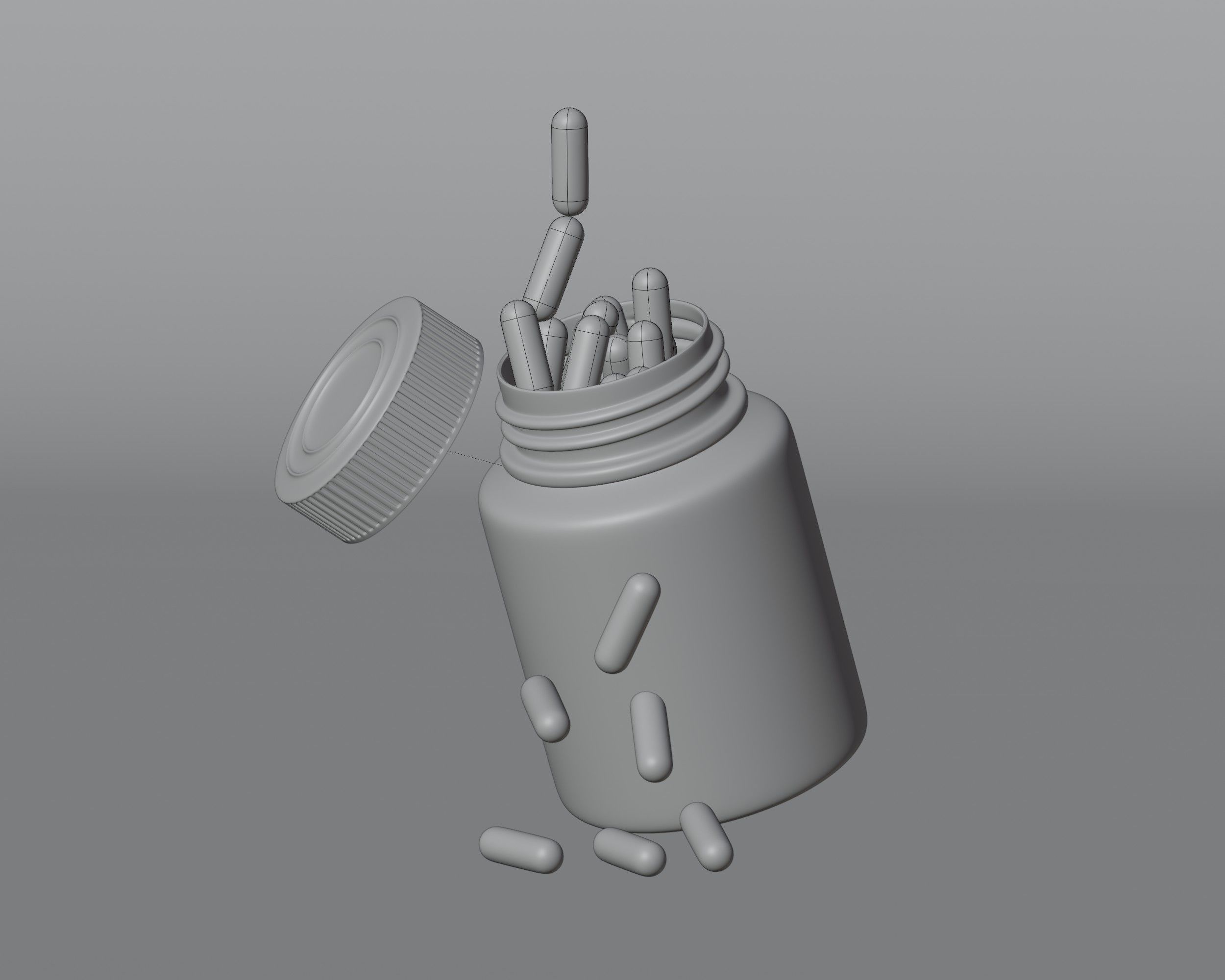 Medicine jar with Pill Bottle 3D model Low-poly 3D model_1