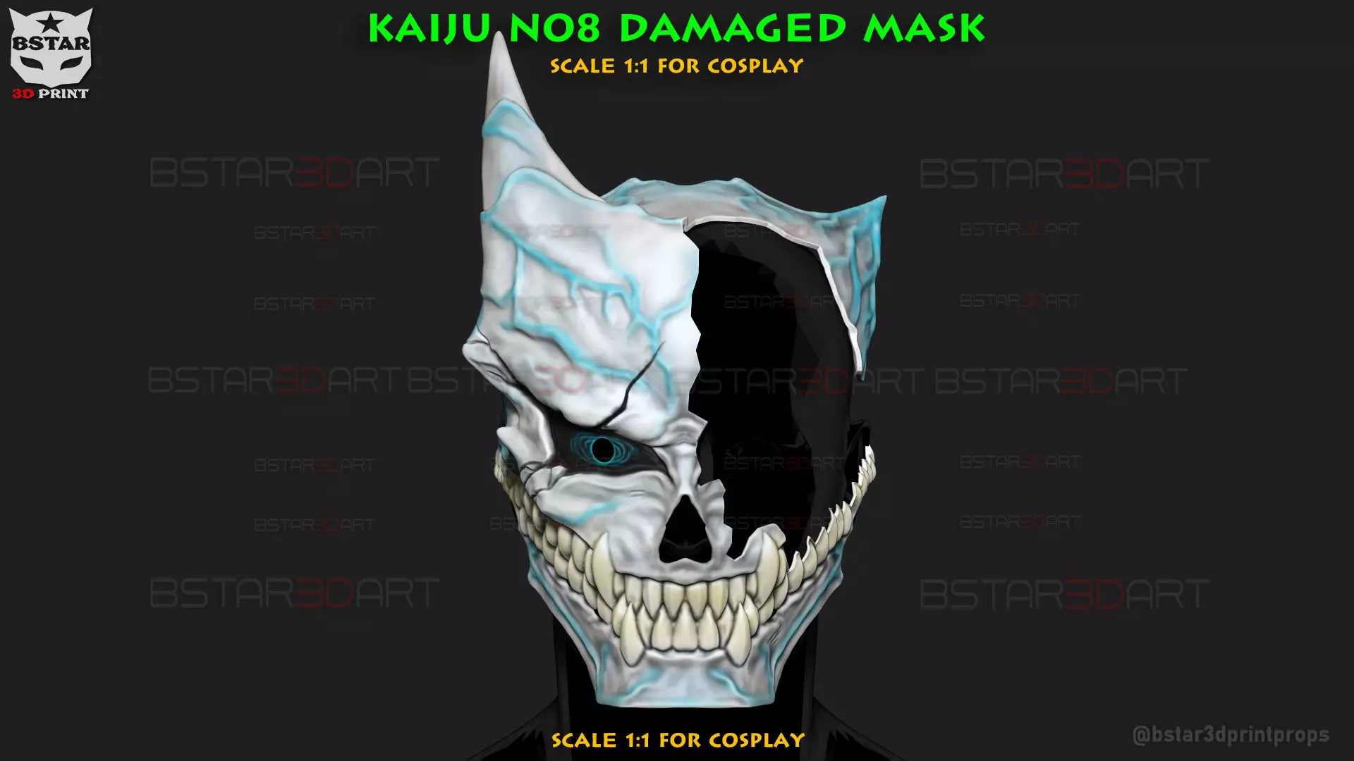 Kaiju No 8 Damaged Mask - Kaiju No 8 Anime Cosplay 3D print model