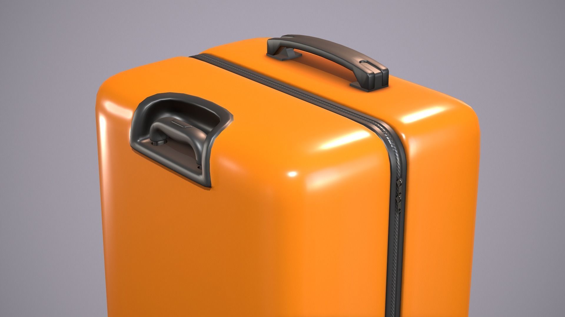 Bagage Orange Low-poly 3D model_3