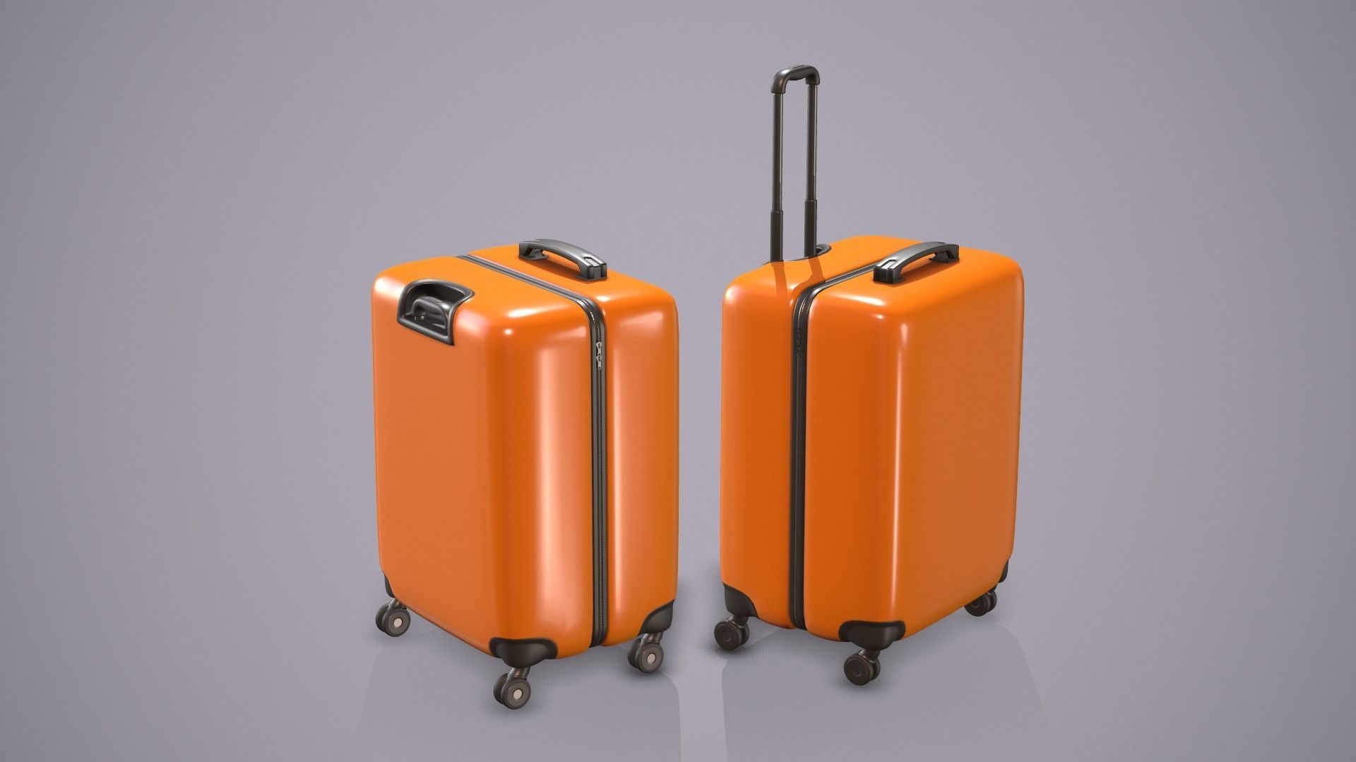 Bagage Orange Low-poly 3D model_4