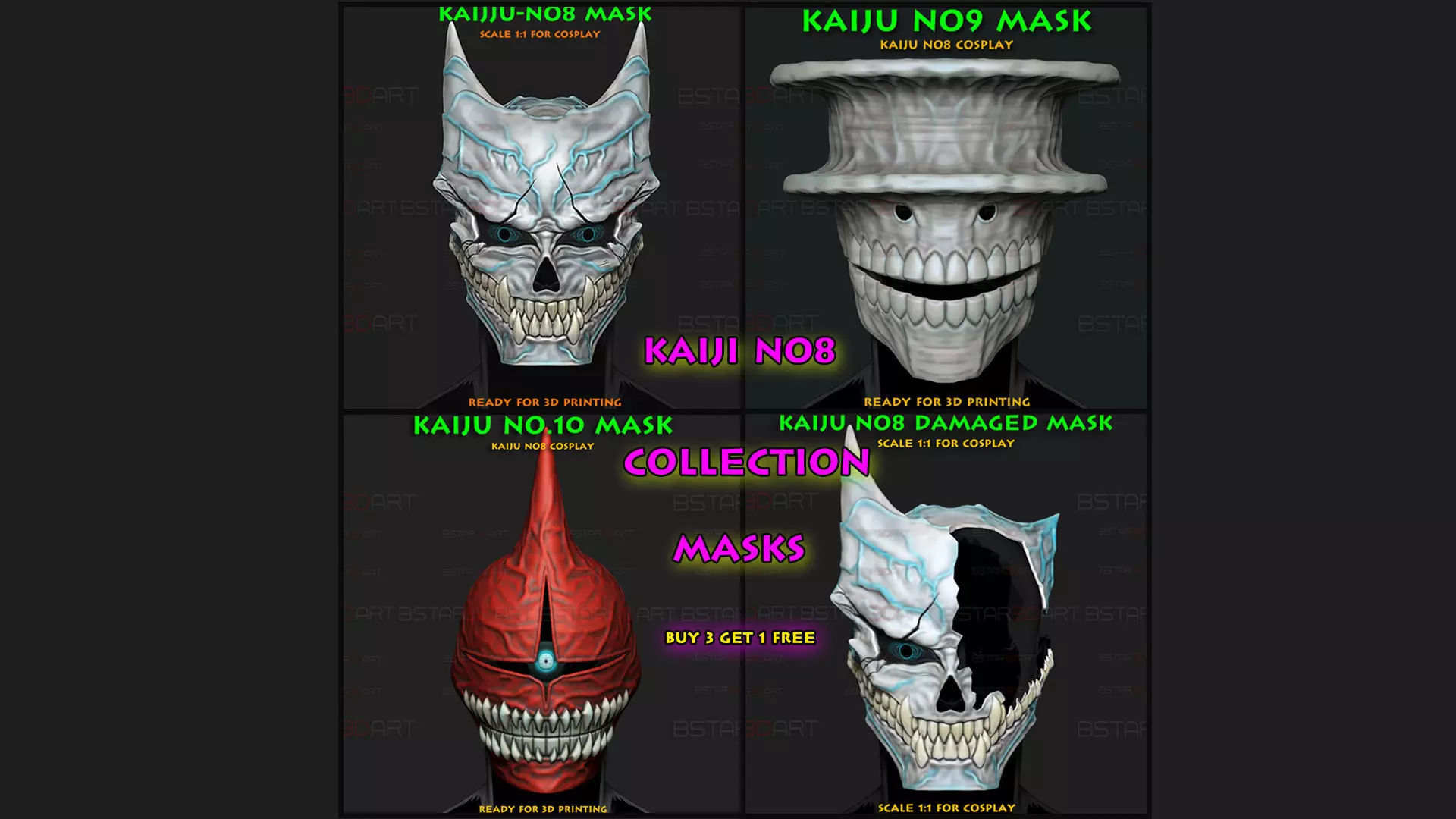 Kaiju no8 Collection Masks - Halloween Cosplay _0