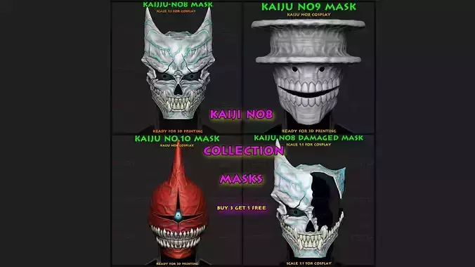 Kaiju no8 Collection Masks - Halloween Cosplay