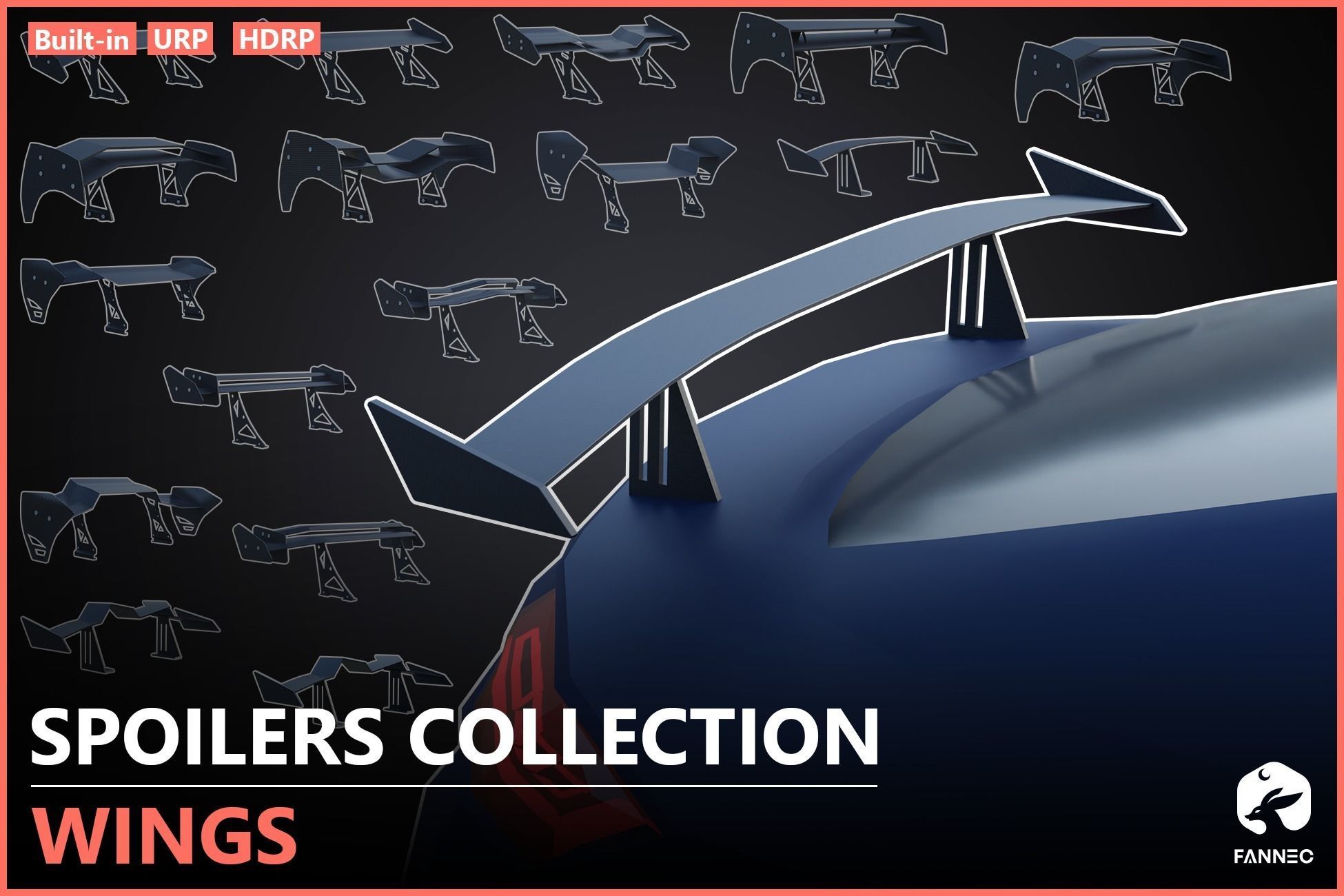 WINGS - Spoilers Collection - Blender and FBX Low-poly 3D model_1