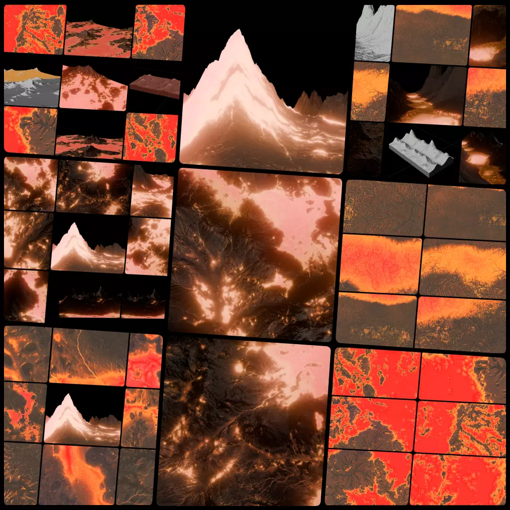 16k lava landscape creator KIT height map and 3D terrains 3D Model Collection_0