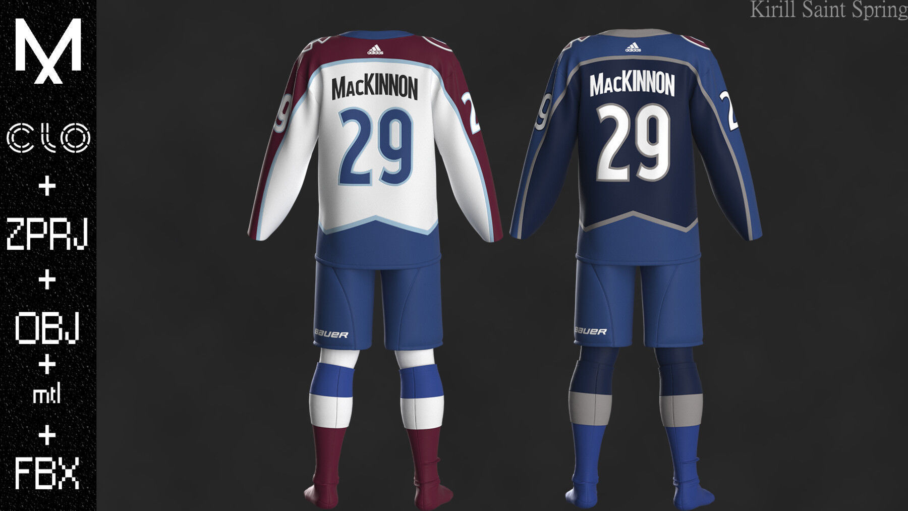 Colorado Avalanche Marvelous designer Clo3d OBJ mtl FBX ZPRJ 3D model_3