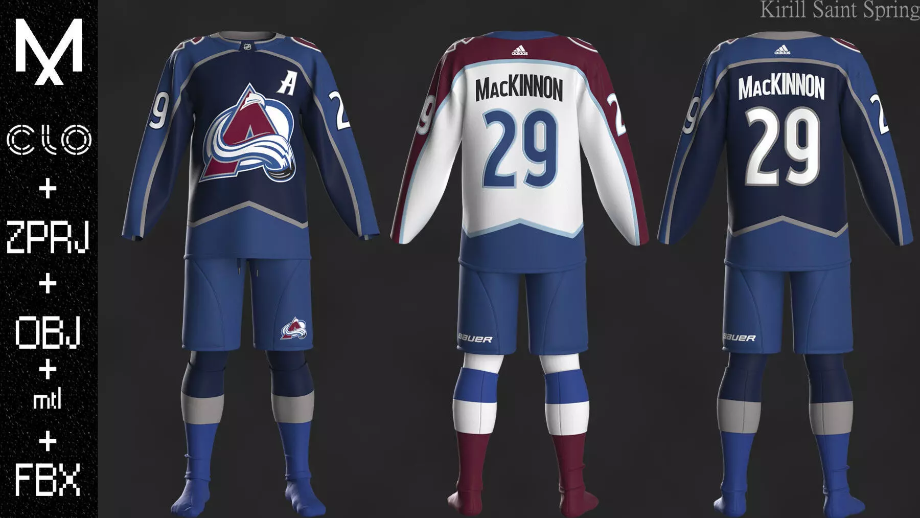 Colorado Avalanche Marvelous designer Clo3d OBJ mtl FBX ZPRJ 3D model_0