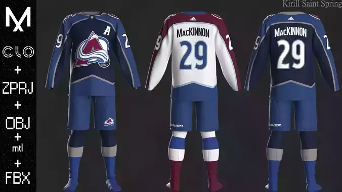 Colorado Avalanche Marvelous designer Clo3d OBJ mtl FBX ZPRJ
