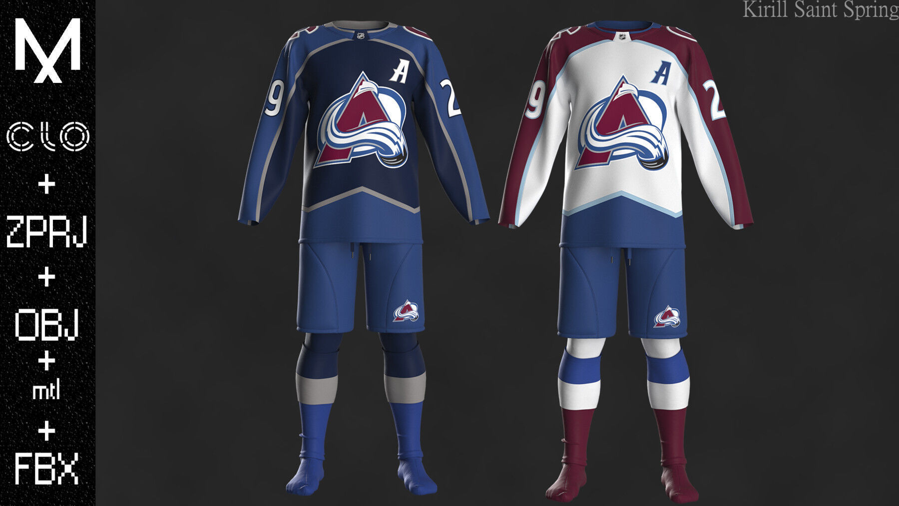 Colorado Avalanche Marvelous designer Clo3d OBJ mtl FBX ZPRJ 3D model_2