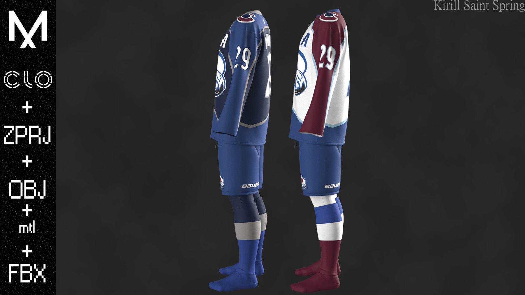 Colorado Avalanche Marvelous designer Clo3d OBJ mtl FBX ZPRJ 3D model_4