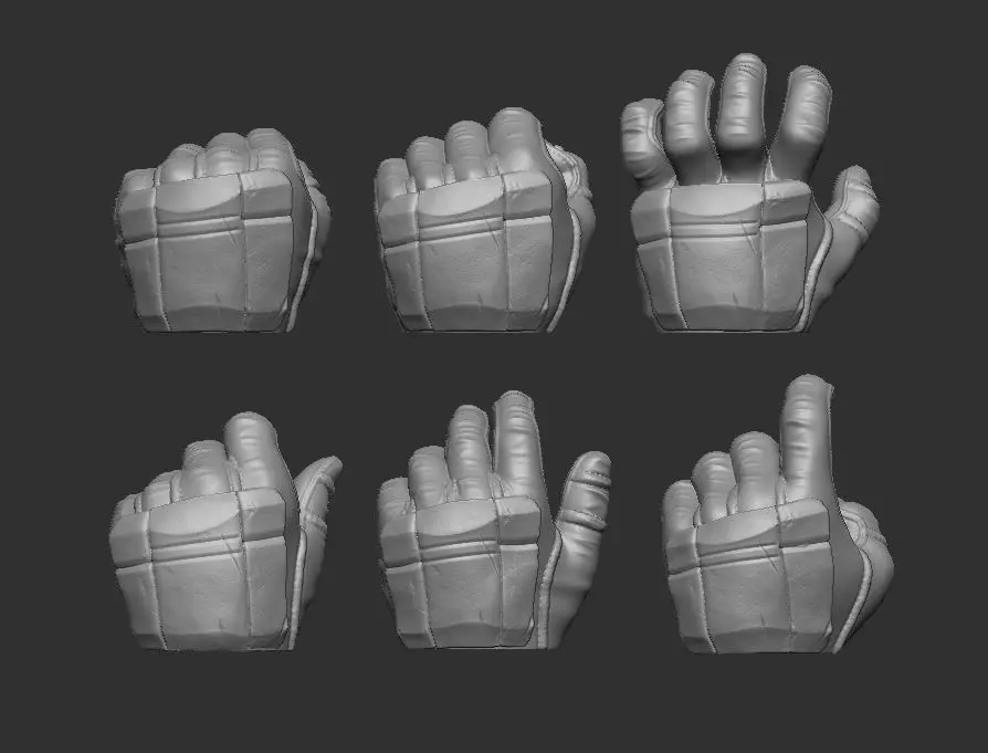 Gloved Hands Ver 3 Set of 6 - Hands for Action Figures 3D print model_0