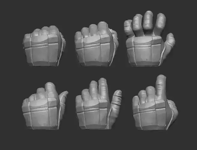 Gloved Hands Ver 3 Set of 6 - Hands for Action Figures