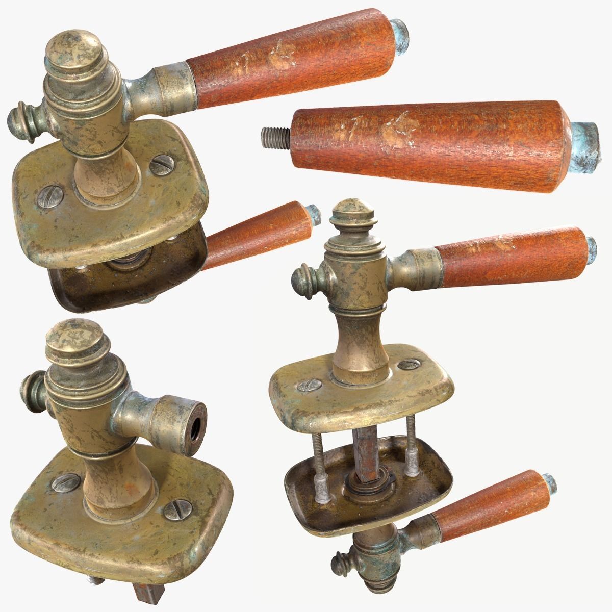 Old Door Handle Low-poly 3D model_3