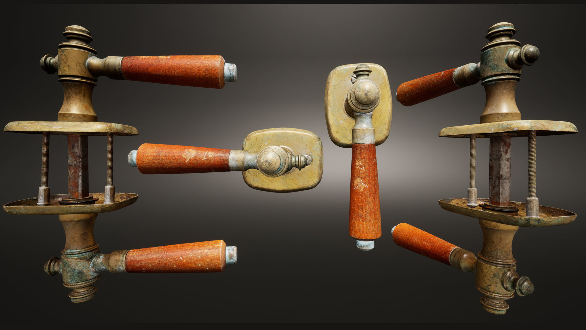 Old Door Handle Low-poly 3D model_2