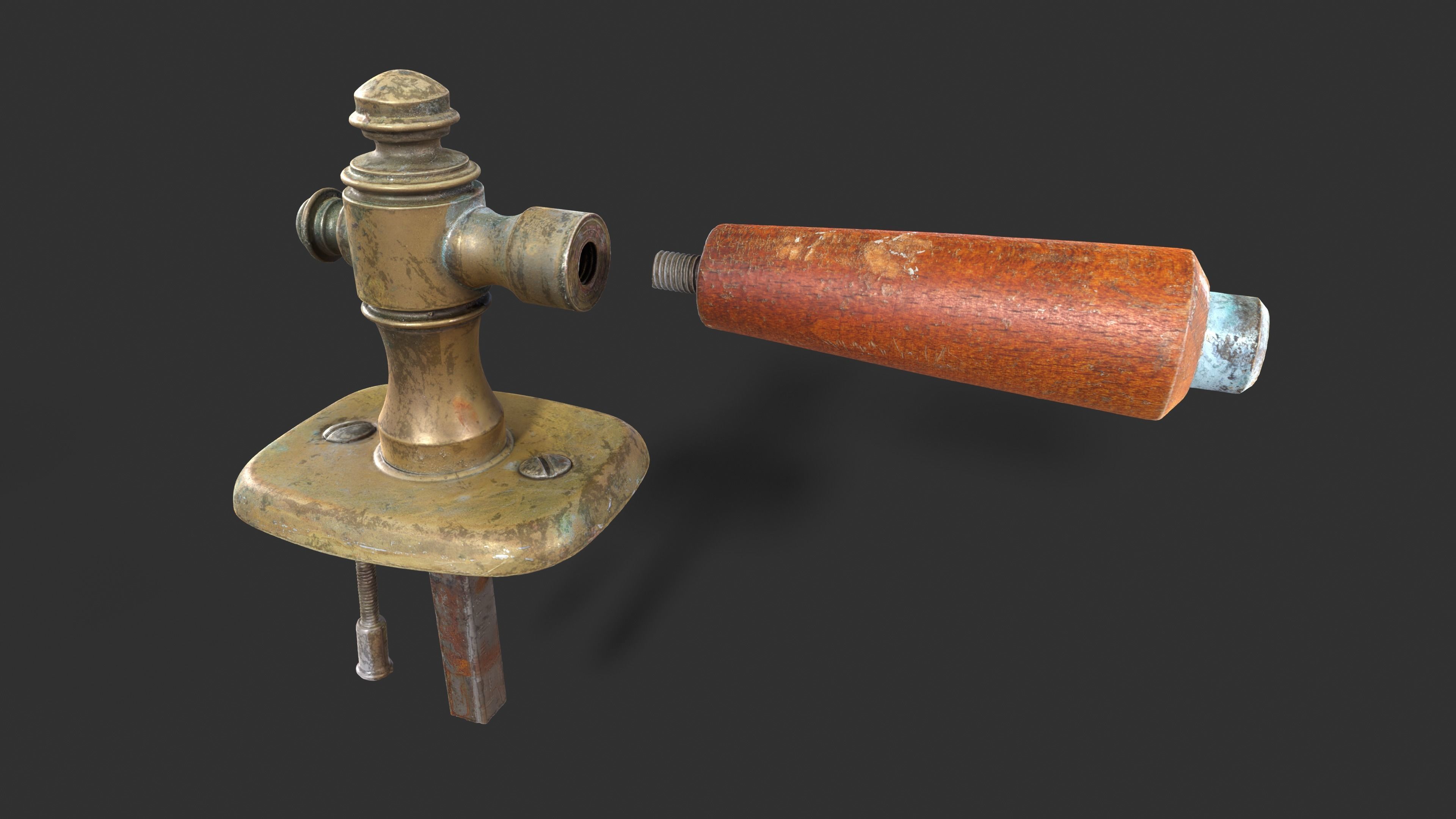 Old Door Handle Low-poly 3D model_6