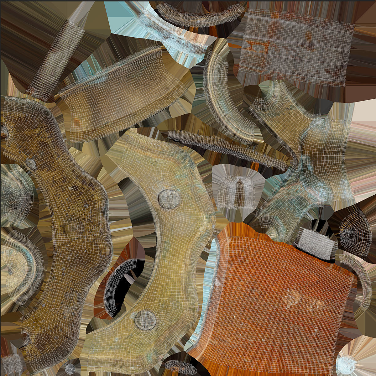 Old Door Handle Low-poly 3D model_13