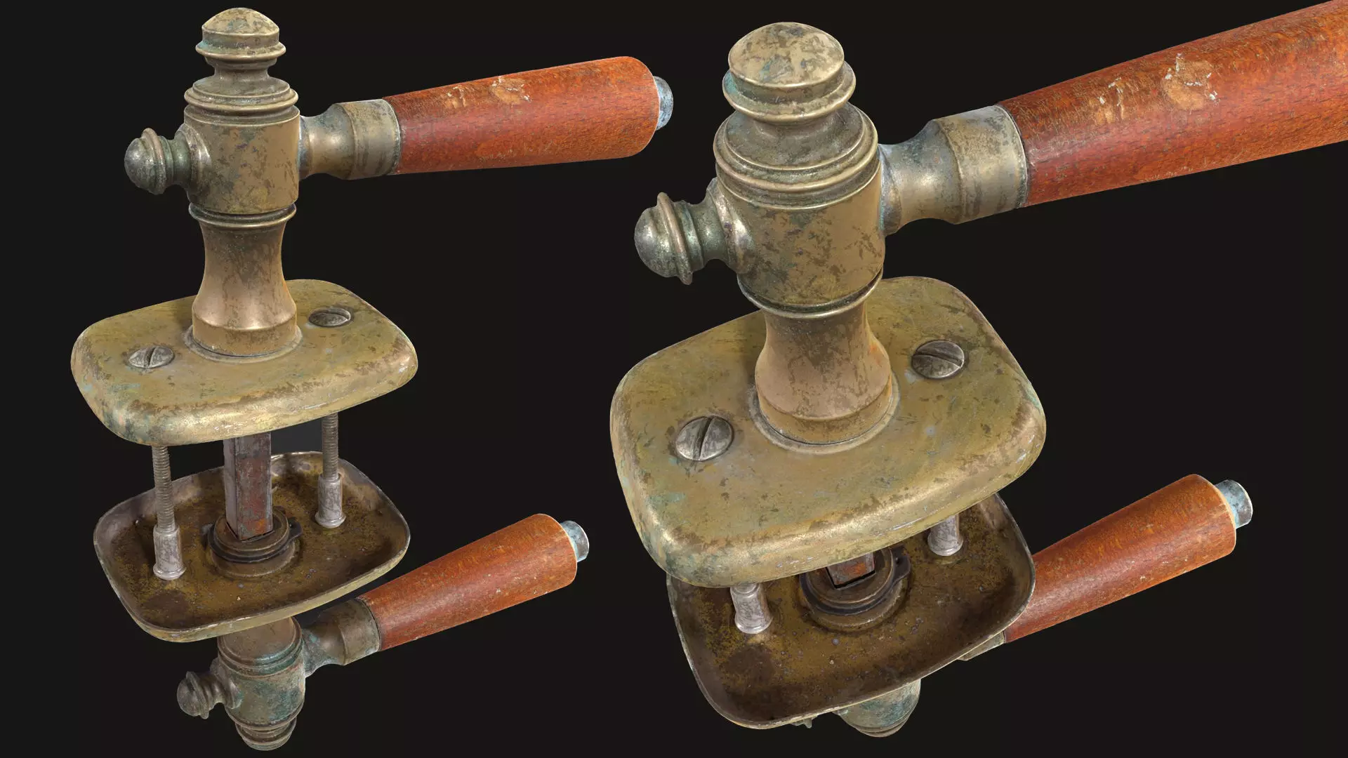 Old Door Handle Low-poly 3D model_0