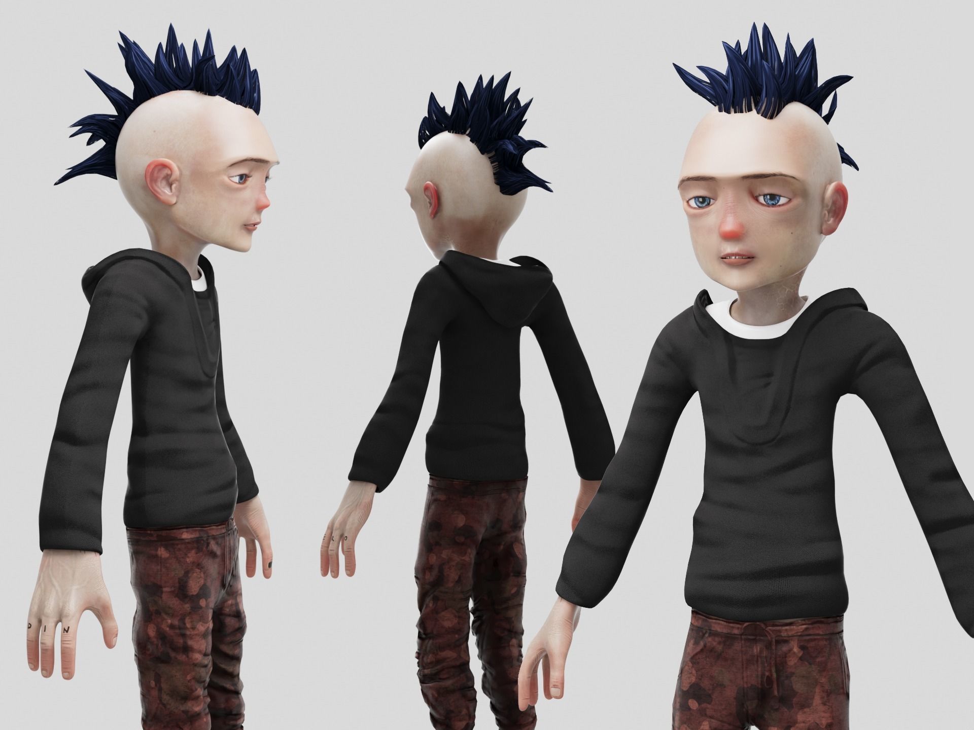 Young Teenage Rebellious Influencer Kid Fully Rigged Low-poly 3D model_4