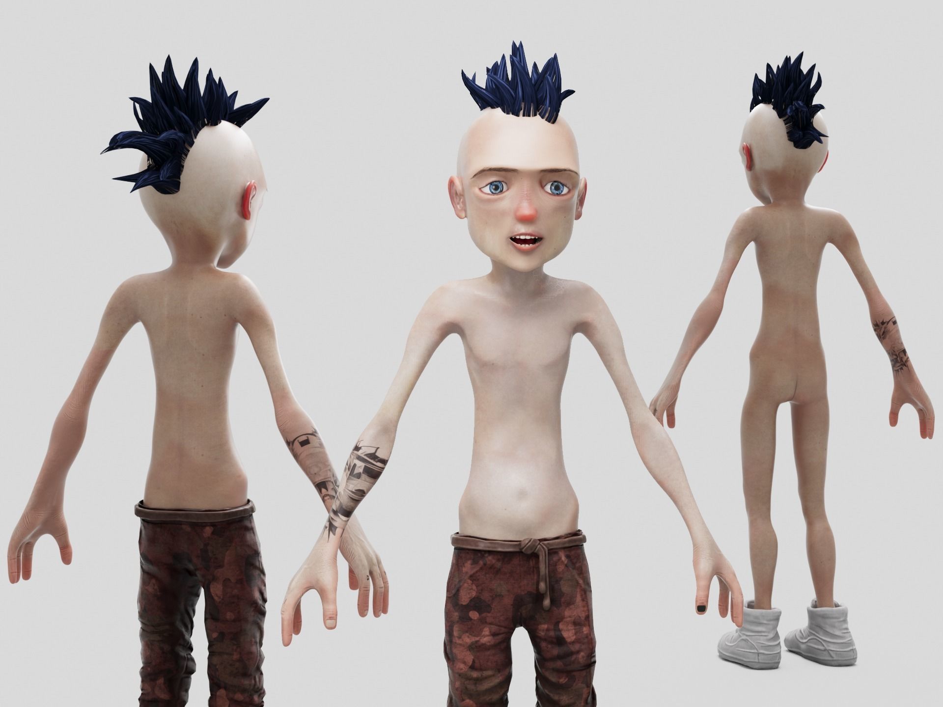 Young Teenage Rebellious Influencer Kid Fully Rigged Low-poly 3D model_5