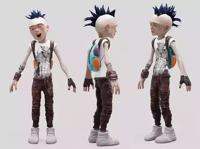 Young Teenage Rebellious Influencer Kid Fully Rigged Low-poly 3D model