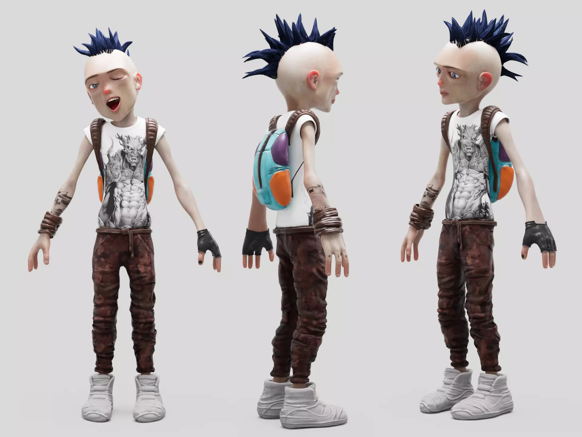 Young Teenage Rebellious Influencer Kid Fully Rigged Low-poly 3D model_0