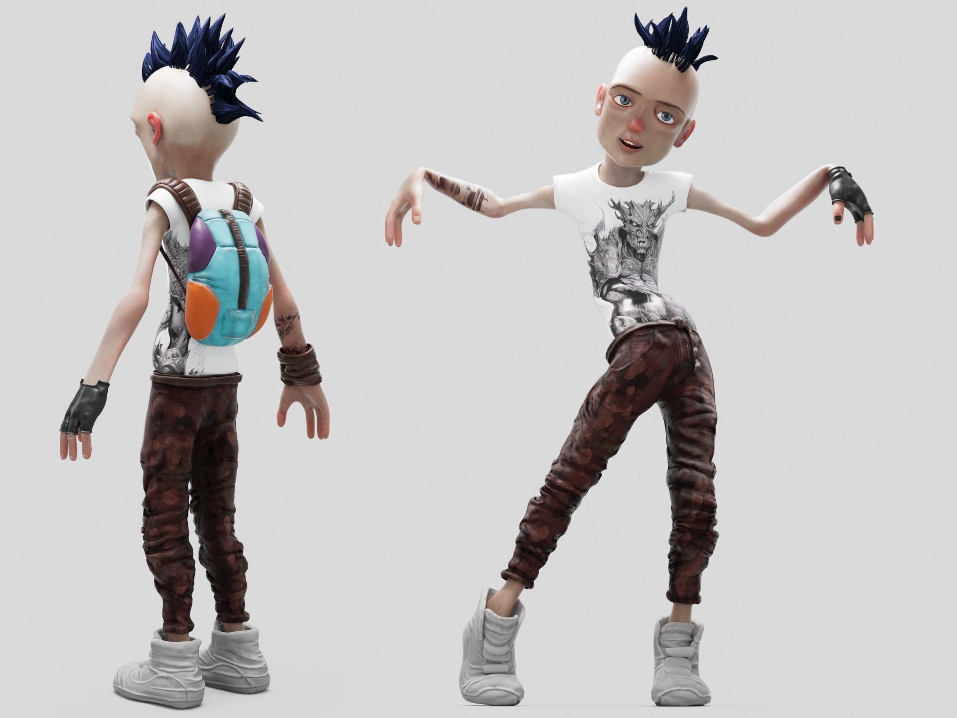Young Teenage Rebellious Influencer Kid Fully Rigged Low-poly 3D model_3