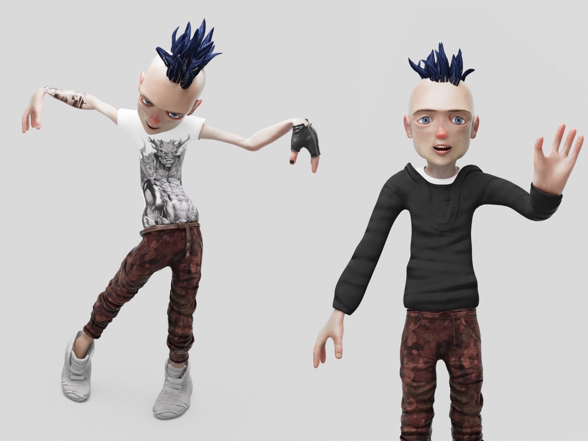 Young Teenage Rebellious Influencer Kid Fully Rigged Low-poly 3D model_1