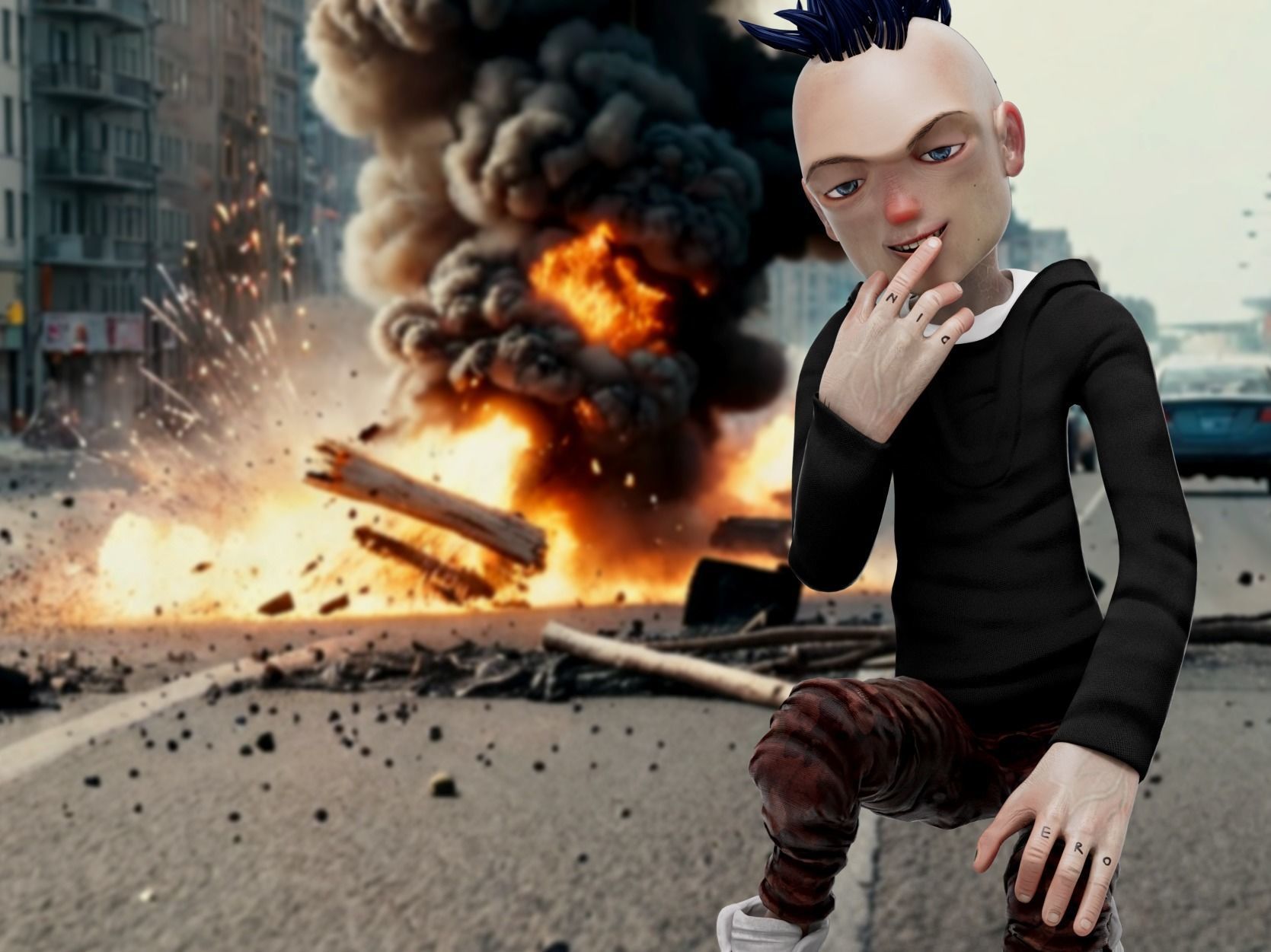 Young Teenage Rebellious Influencer Kid Fully Rigged Low-poly 3D model_10