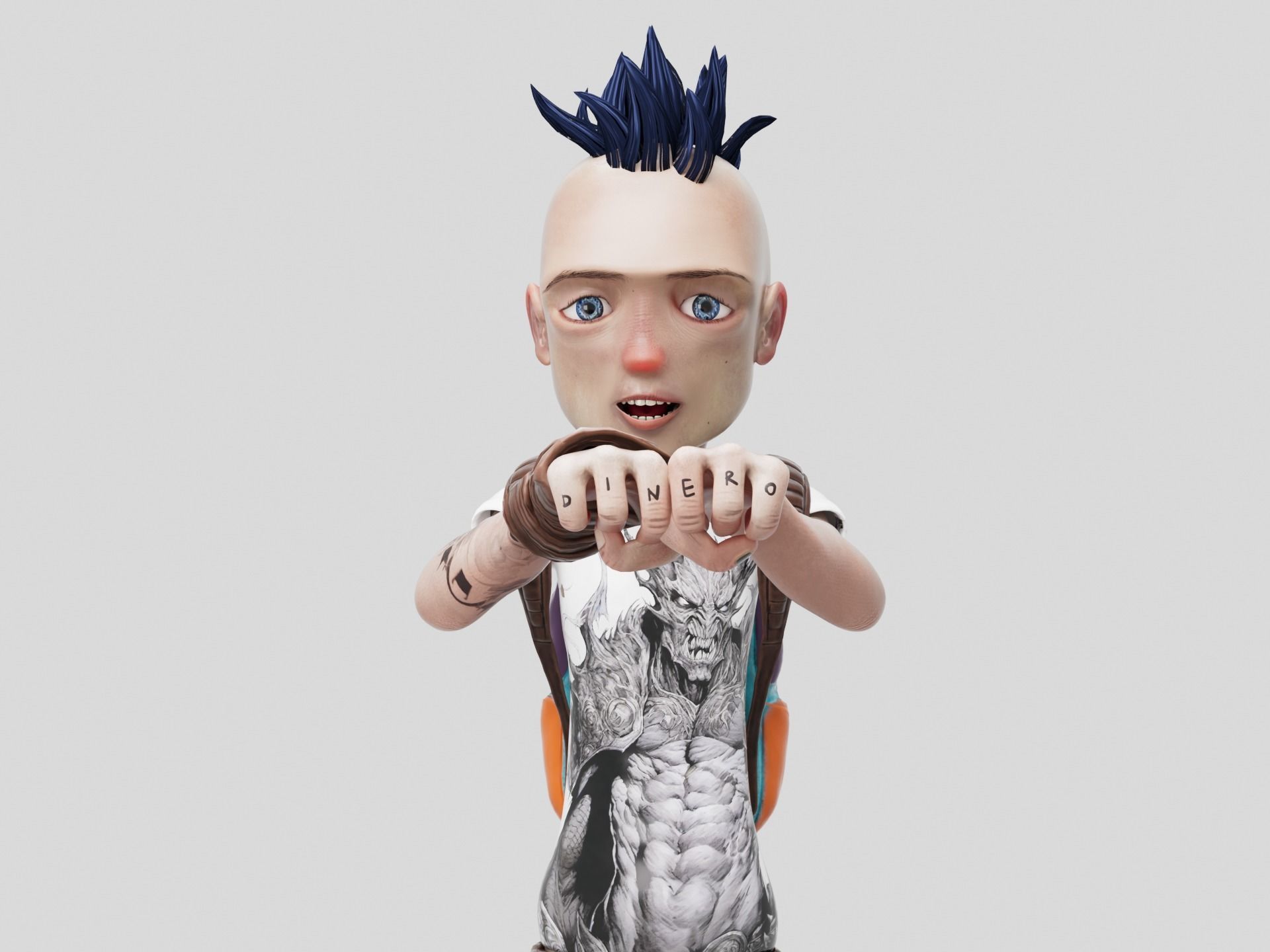 Young Teenage Rebellious Influencer Kid Fully Rigged Low-poly 3D model_7