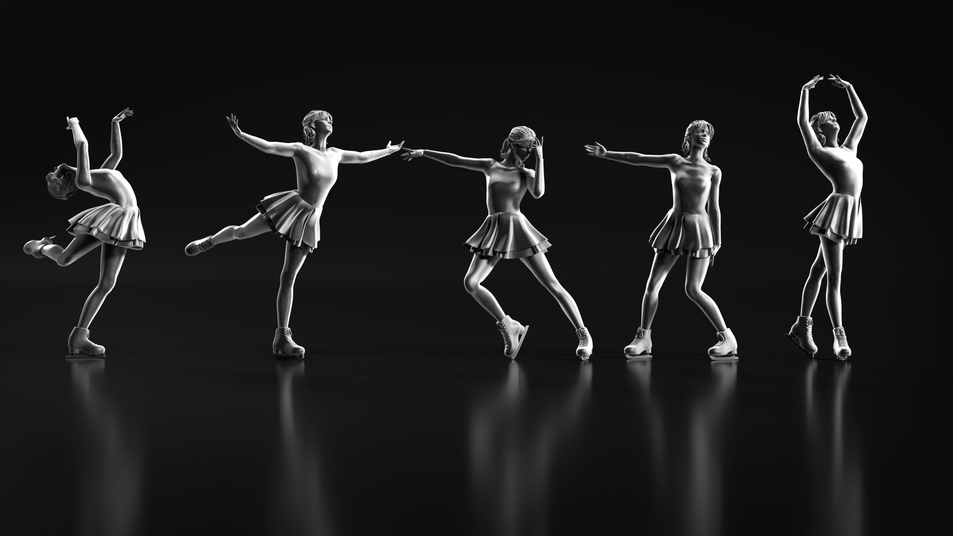 Ice Skate girl 3D print model_5