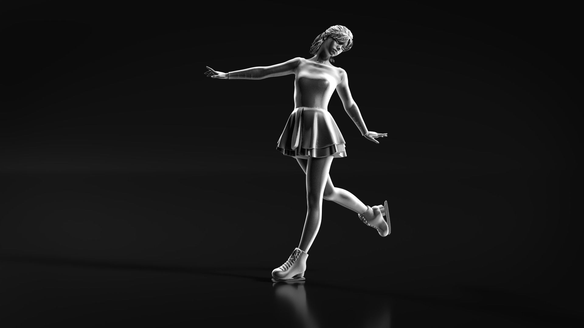 Ice Skate girl 3D print model_10