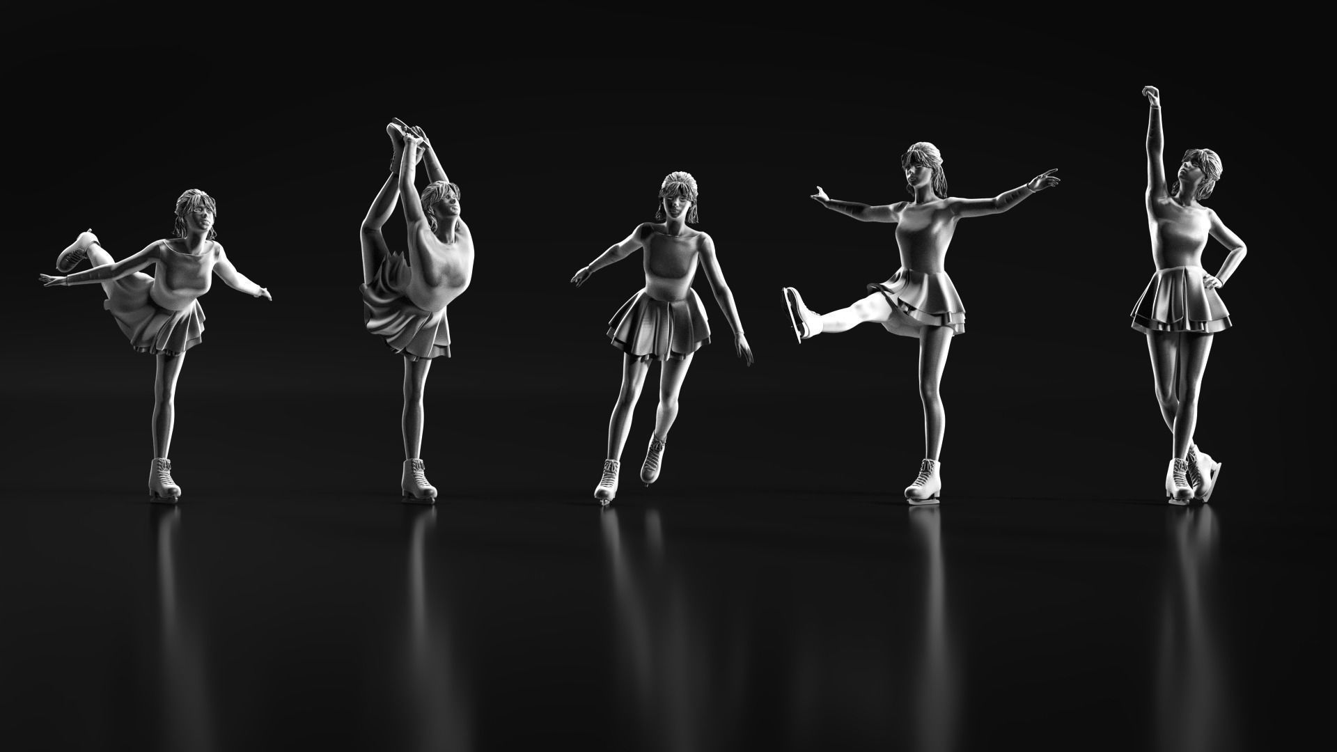 Ice Skate girl 3D print model_1