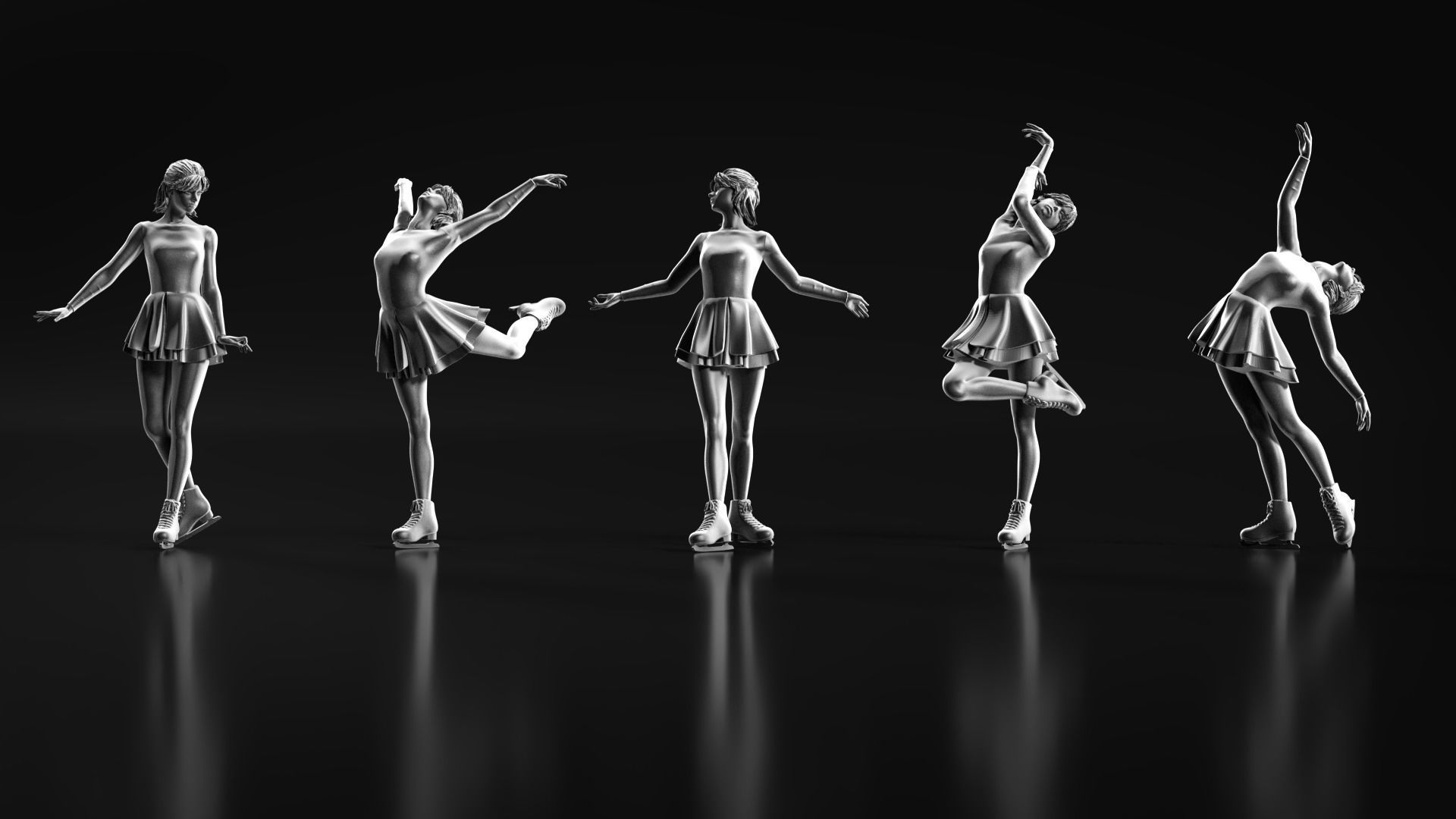 Ice Skate girl 3D print model_8