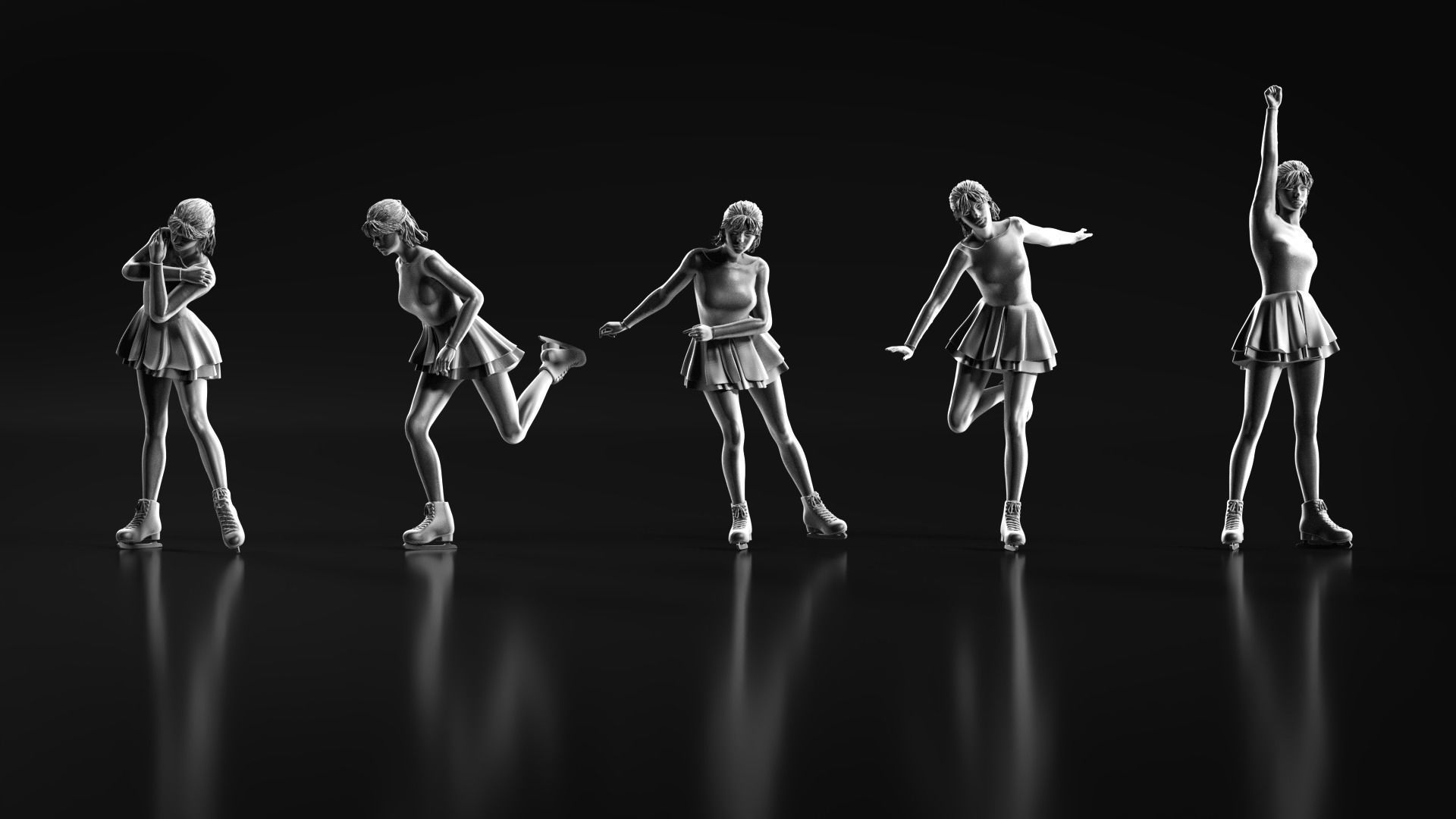 Ice Skate girl 3D print model_6
