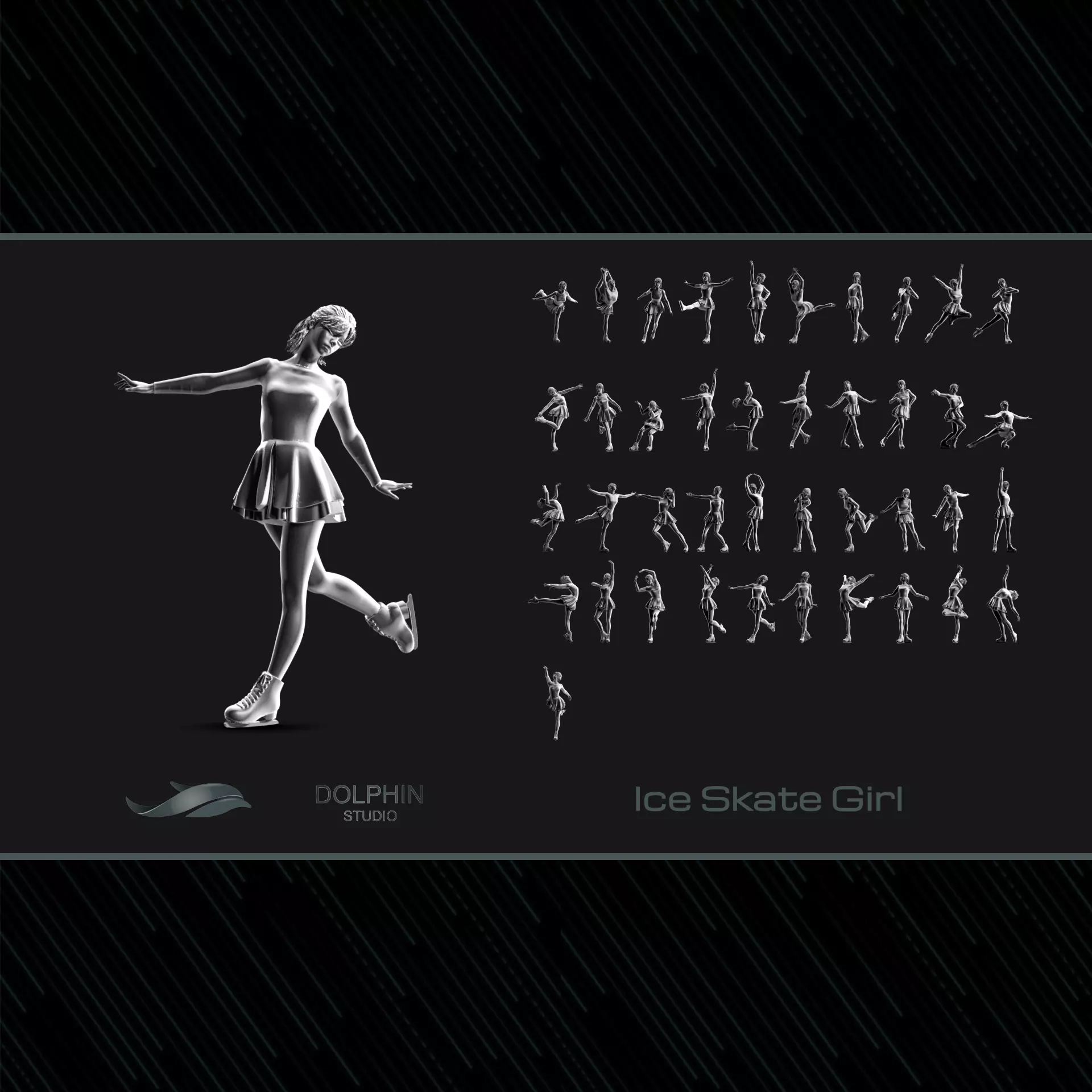 Ice Skate girl 3D print model_0