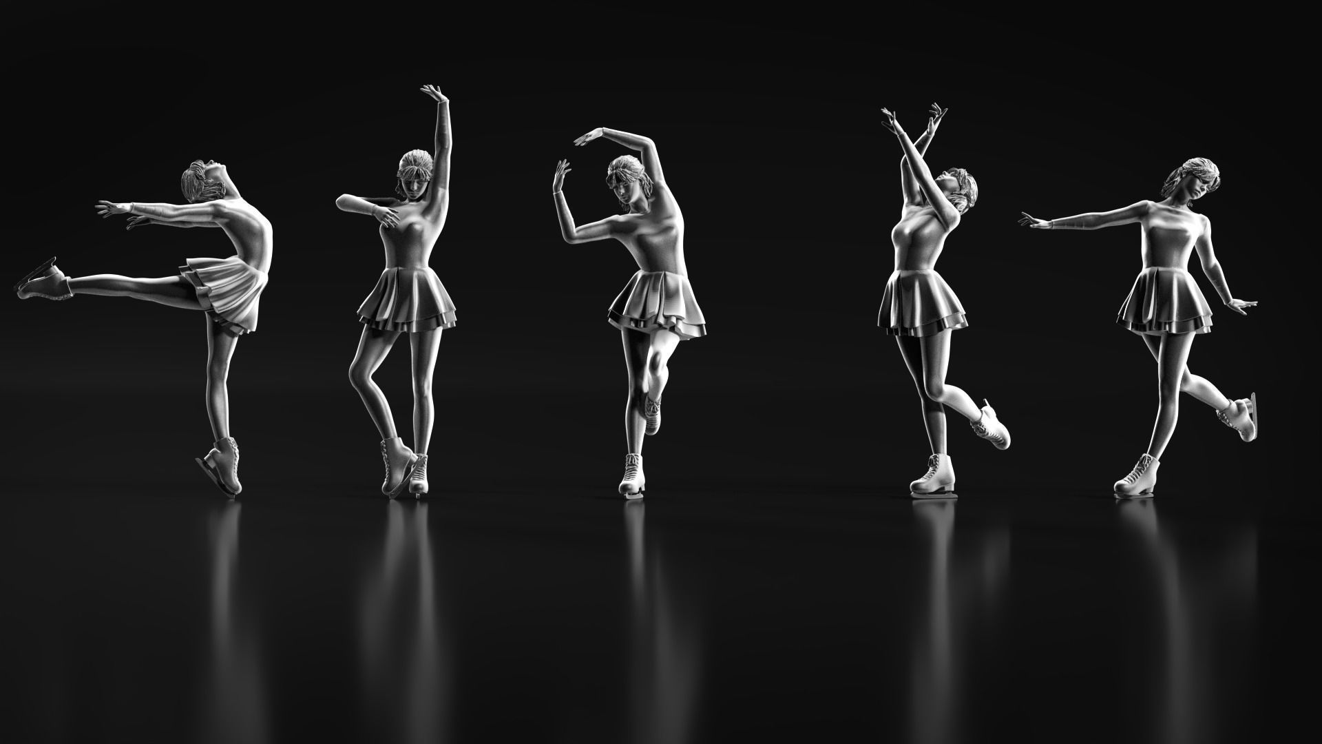 Ice Skate girl 3D print model_7