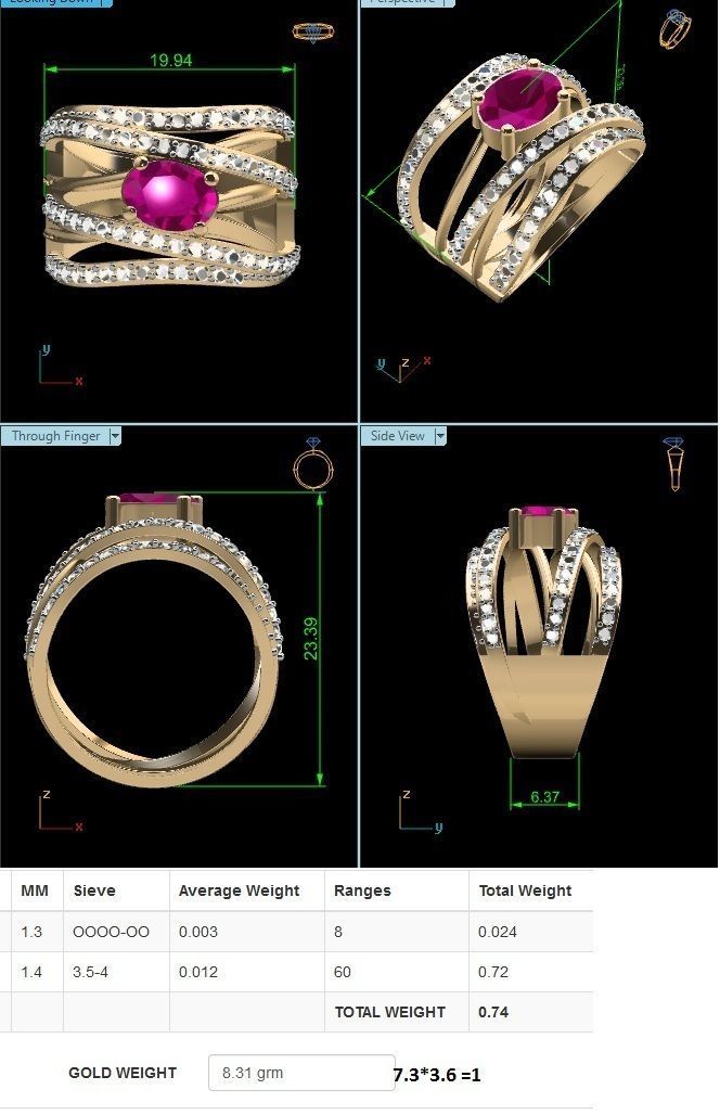 Diamond Ring 3D print model_4